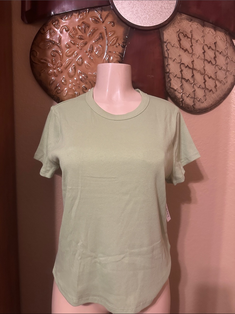 Old Navy Classic Crewneck Short Sleeve Tops- Light Green, black, white, tan 4 pk